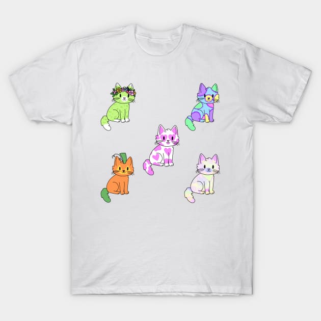 Kitties Sticker Pack 4 T-Shirt by casserolestan